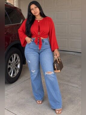 Red Tie-Back Blouse